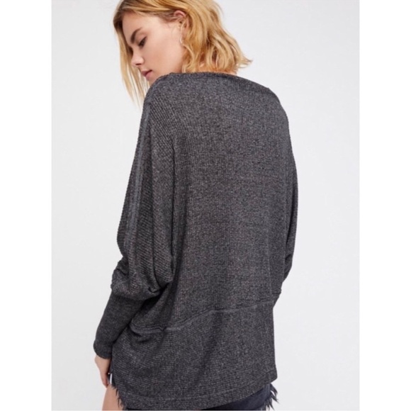 We The Free | Free People Londontown Gray Ribbed Soft Dolman Long Sleeve Top - Picture 4 of 14